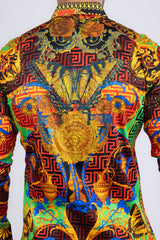 Barabas Wholesale Men's Rhinestone Medusa Floral Baroque Butterfly Shirt 2SPR223 Multi