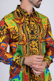 Barabas Wholesale Men's Rhinestone Medusa Floral Baroque Butterfly Shirt 2SPR223 Multi