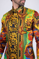 Barabas Wholesale Men's Rhinestone Medusa Floral Baroque Butterfly Shirt 2SPR223 Multi