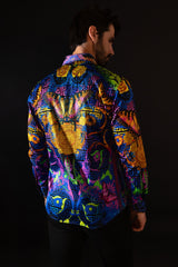 Barabas Wholesale Men's Rhinestone Medusa Floral Baroque Butterfly Shirt 2SPR223 Multi