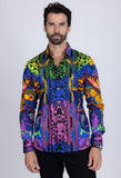 Barabas Wholesale Men's Rhinestone Medusa Floral Baroque Butterfly Shirt 2SPR223 Sorbet