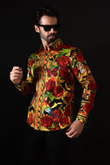 Barabas Wholesale Men's Rhinestone Tiger Floral Butterfly Luxury Shirt 2SPR224 Multi