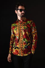Barabas Wholesale Men's Rhinestone Tiger Floral Butterfly Luxury Shirt 2SPR224 Multi