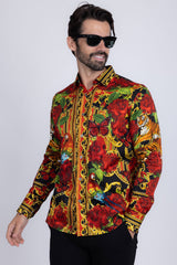 Barabas Wholesale Men's Rhinestone Tiger Floral Butterfly Luxury Shirt 2SPR224 Multi