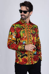 Barabas Wholesale Men's Rhinestone Tiger Floral Butterfly Luxury Shirt 2SPR224 Multi
