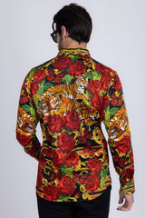 Barabas Wholesale Men's Rhinestone Tiger Floral Butterfly Luxury Shirt 2SPR224 Multi