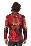 Barabas Wholesale Men's Rhinestone Leopard Floral Long Sleeves Shirt 2SPR225 Red