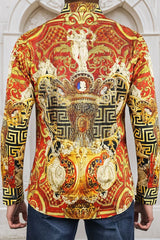 Barabas Wholesale Men's Rhinestone Angles Greek Pattern Crown Shirts 2SPR28