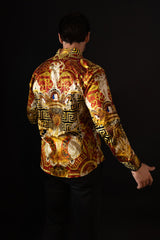 Barabas Wholesale Men's Rhinestone Angles Greek Pattern Crown Shirts 2SPR28