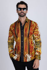 Barabas Wholesale Men's Rhinestone Angles Greek Pattern Crown Shirts 2SPR28
