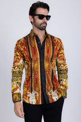 Barabas Wholesale Men's Rhinestone Angles Greek Pattern Crown Shirts 2SPR28