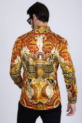 Barabas Wholesale Men's Rhinestone Angles Greek Pattern Crown Shirts 2SPR28
