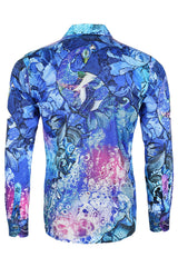 Barabas Wholesale men's Peacock Abstract printed long sleeve shirts 2SPR31