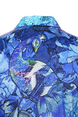 Barabas Wholesale men's Peacock Abstract printed long sleeve shirts 2SPR31