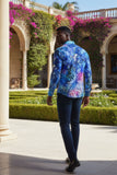 Barabas Wholesale men's Peacock Abstract printed long sleeve shirts 2SPR31 Blue