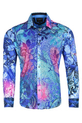 Barabas Wholesale men's Peacock Abstract printed long sleeve shirts 2SPR31