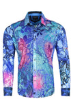 Barabas Wholesale men's Peacock Abstract printed long sleeve shirts 2SPR31