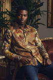 Barabas Wholesale men's Peacock Abstract printed long sleeve shirts 2SPR31