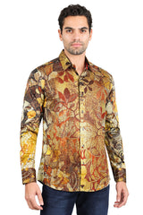 Barabas Wholesale men's Peacock Abstract printed long sleeve shirts 2SPR31