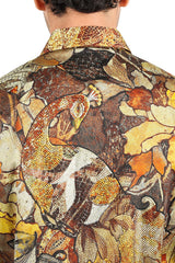 Barabas Wholesale men's Peacock Abstract printed long sleeve shirts 2SPR31