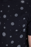 Barabas Men's Diamond Round Shape Stones Prints Graphic Shirts 2STR4 Black Silver