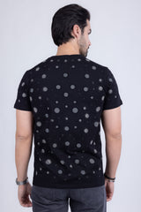 Barabas Men's Diamond Round Shape Stones Prints Graphic Shirts 2STR4 Black Silver