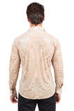 Barabas Wholesale Men's Floral Paisley See Through Long Sleeve Shirt 2SVL02 Cream