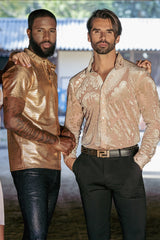 Barabas Wholesale Men's Floral Paisley See Through Long Sleeve Shirt 2SVL02 Cream