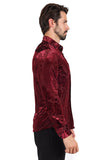 Barabas Wholesale Men's Floral Paisley See Through Long Sleeve Shirt 2SVL02 Wine