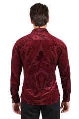 Barabas Wholesale Men's Floral Galore Long Sleeve Button Down Shirt 2SVL02 Red