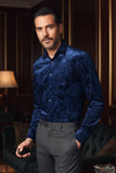 Barabas Wholesale Men's Paisley Long Sleeve Button Down Shirt 2SVL07 Navy
