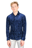 Barabas Wholesale Men's Paisley Long Sleeve Button Down Shirt 2SVL07 Navy