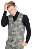 Barabas Men's Checkered Plaid Gold Silver Dress vest 2VP187 Gold Grey