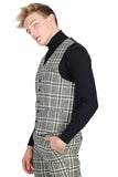 Barabas Men's Checkered Plaid Gold Silver Dress vest 2VP187 Gold Grey