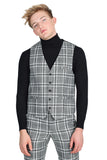 Barabas Men's Checkered Plaid Gold Silver Dress vest 2VP187 Silver Grey