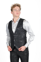 Barabas Men's Greek Key Pattern Floral Print Luxury Dress Vest 2VP3102 Black Silver
