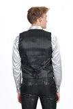 Barabas Men's Greek Key Pattern Floral Print Luxury Dress Vest 2VP3102 Black