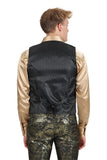 Barabas Men's Greek Key Pattern Floral Print Luxury Dress Vest 2VP3102 Black