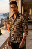 Barabas Men's Greek Key Print Design Button Down Luxury Shirts 2VS116 Black