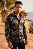 Vassari Men's Printed Multicolor Button down Shirts 2VS126 Black