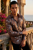 Vassari Men's Printed Multicolor Button down Shirts 2VS126 Brown