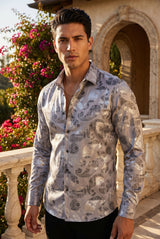Vassari Men's Printed Multicolor Button down Shirts 2VS126 Grey