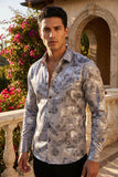 Vassari Men's Printed Multicolor Button down Shirts 2VS126 Grey