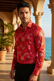 Vassari Men's Printed Multicolor Button down Shirts 2VS126 Red