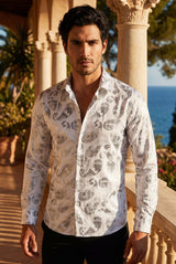 Vassari Men's Printed Multicolor Button down Shirts 2VS126 White