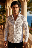 Vassari Men's Printed Multicolor Button down Shirts 2VS126 White