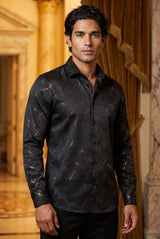 Barabas Men's Printed Multicolor Button down Shirts 2VS137 Black