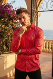 Barabas Men's Printed Multicolor Button down Shirts 2VS137 Red