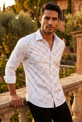Barabas Men's Printed Multicolor Button down Shirts 2VS137 White