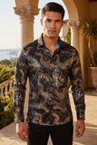 Vassari Men's Printed Long Sleeve Shirts 2VS142 Black Gold